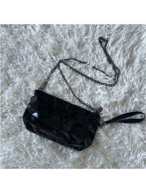 Emilio Pepe Italy Geometric Black Crossbody Bag/Clutch/Wristlet
